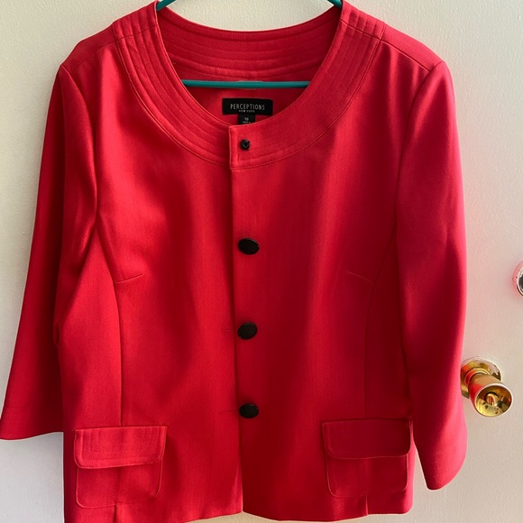 Perceptions Red Blazer Jacket - Picture 6 of 11